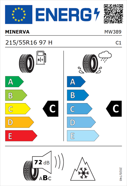 Tyre Label for Minerva Frostrack HP 215/55R16 97H