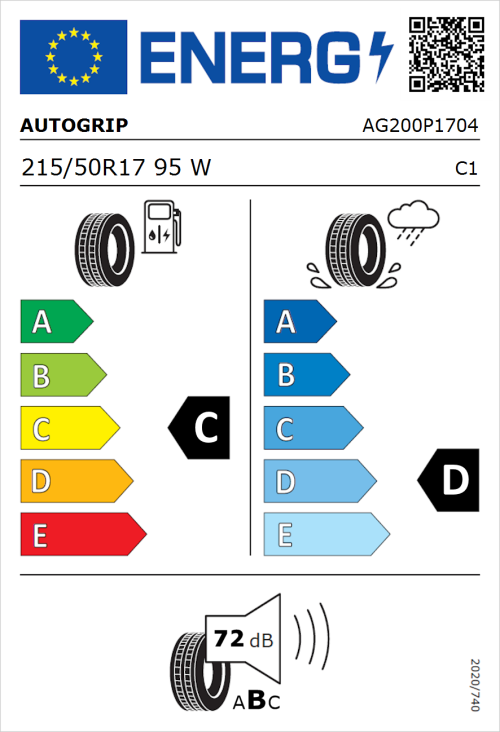 Tyre Label for Autogrip Grip 200 215/50R17 95W